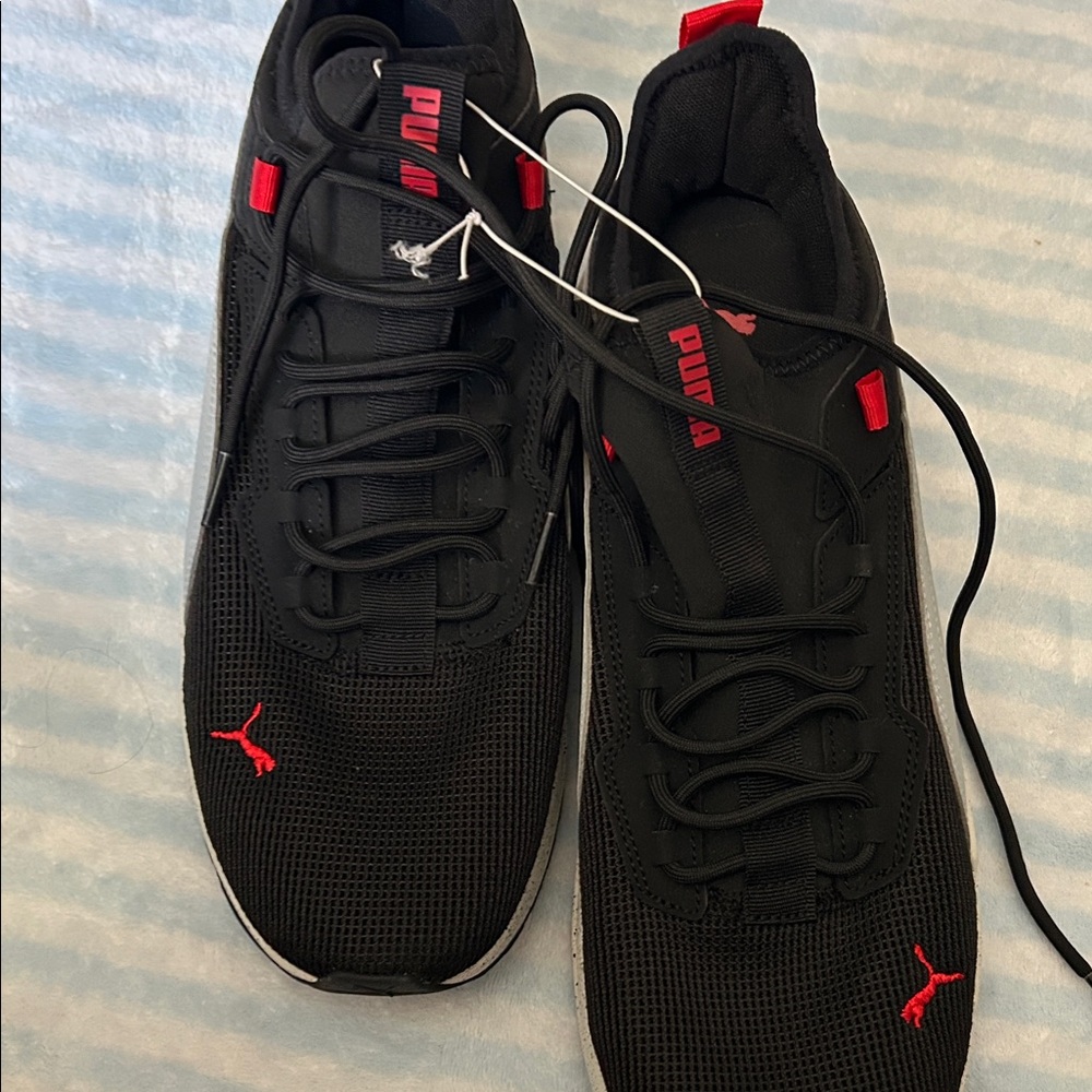 Puma Black Sneakers with Red Accents